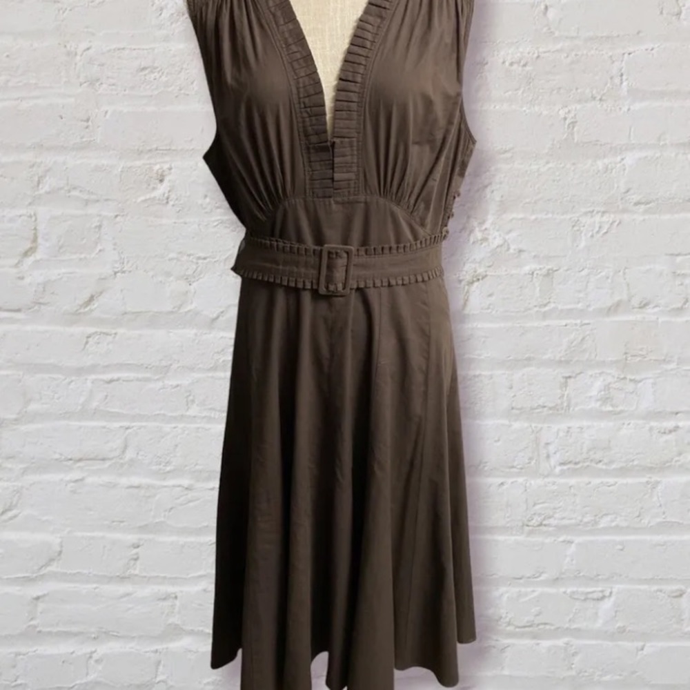 SCANLAN & THEODORE - Cotton Belted Sleeveless Brown Lined Dress Size 12 EUC